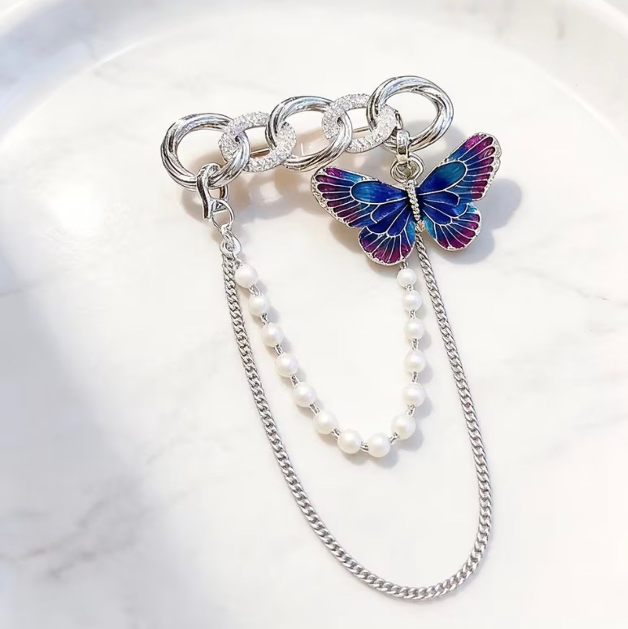 Azure butterfly pearl chain - Image 1
