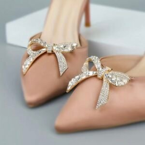 Glam rhinestone bow shoe brooch - Image 2