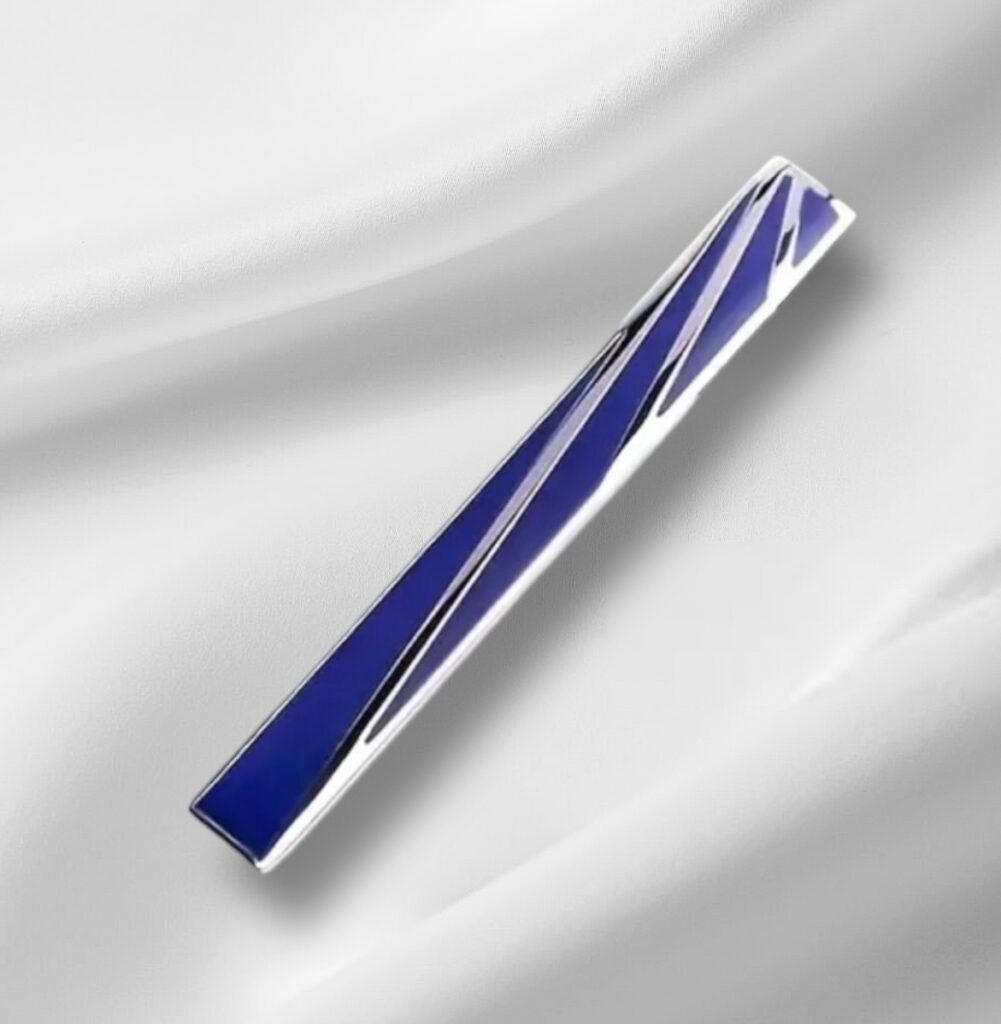 Blue and silver tie pin
