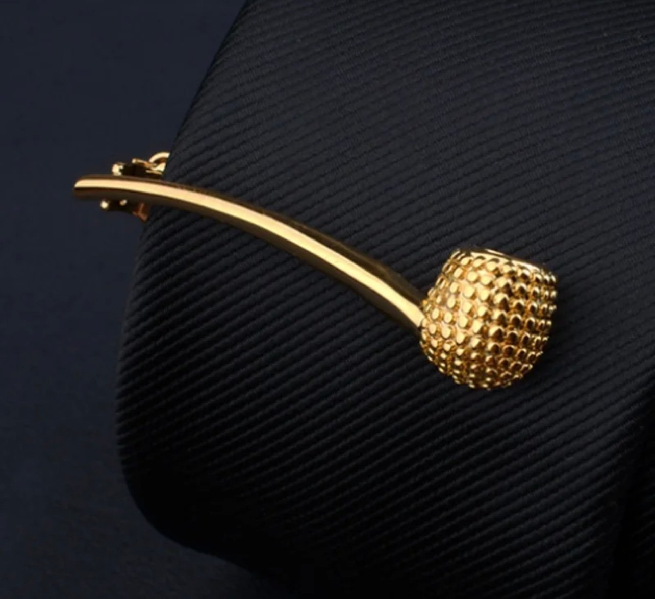 Gold pipe tie pin - Image 1