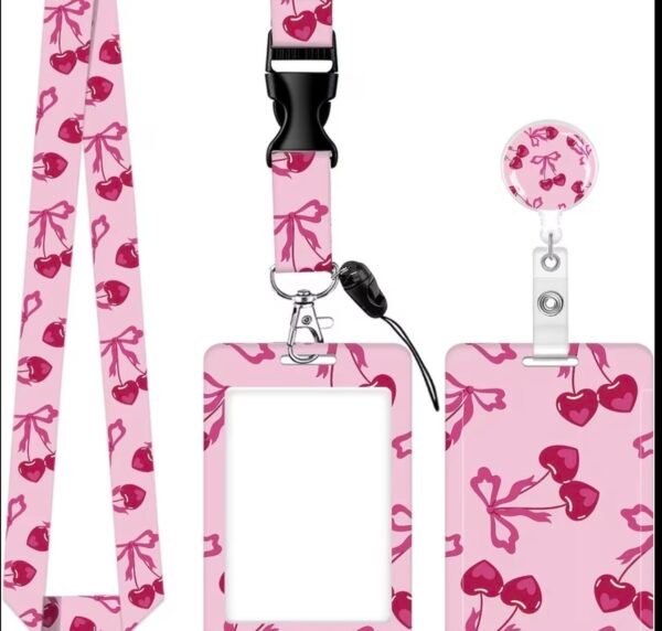 Heart cherry bow lanyard