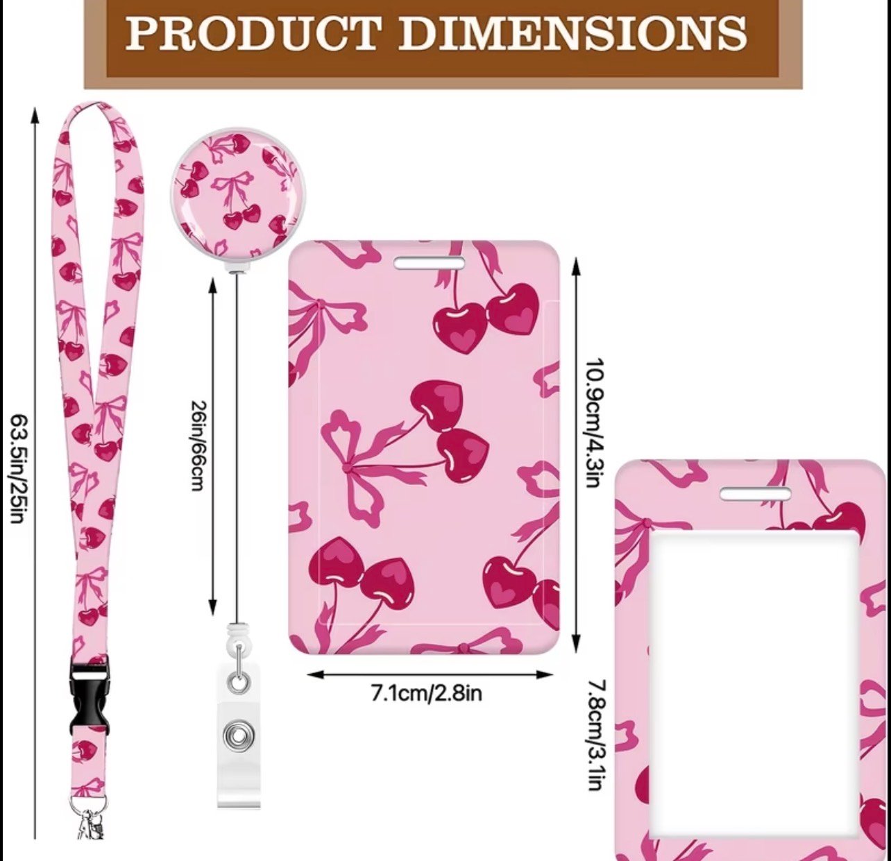 Heart cherry bow lanyard - Image 2