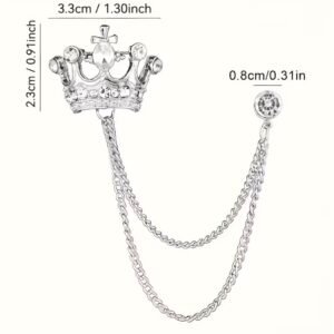 Gold crown chain brooch - Image 2