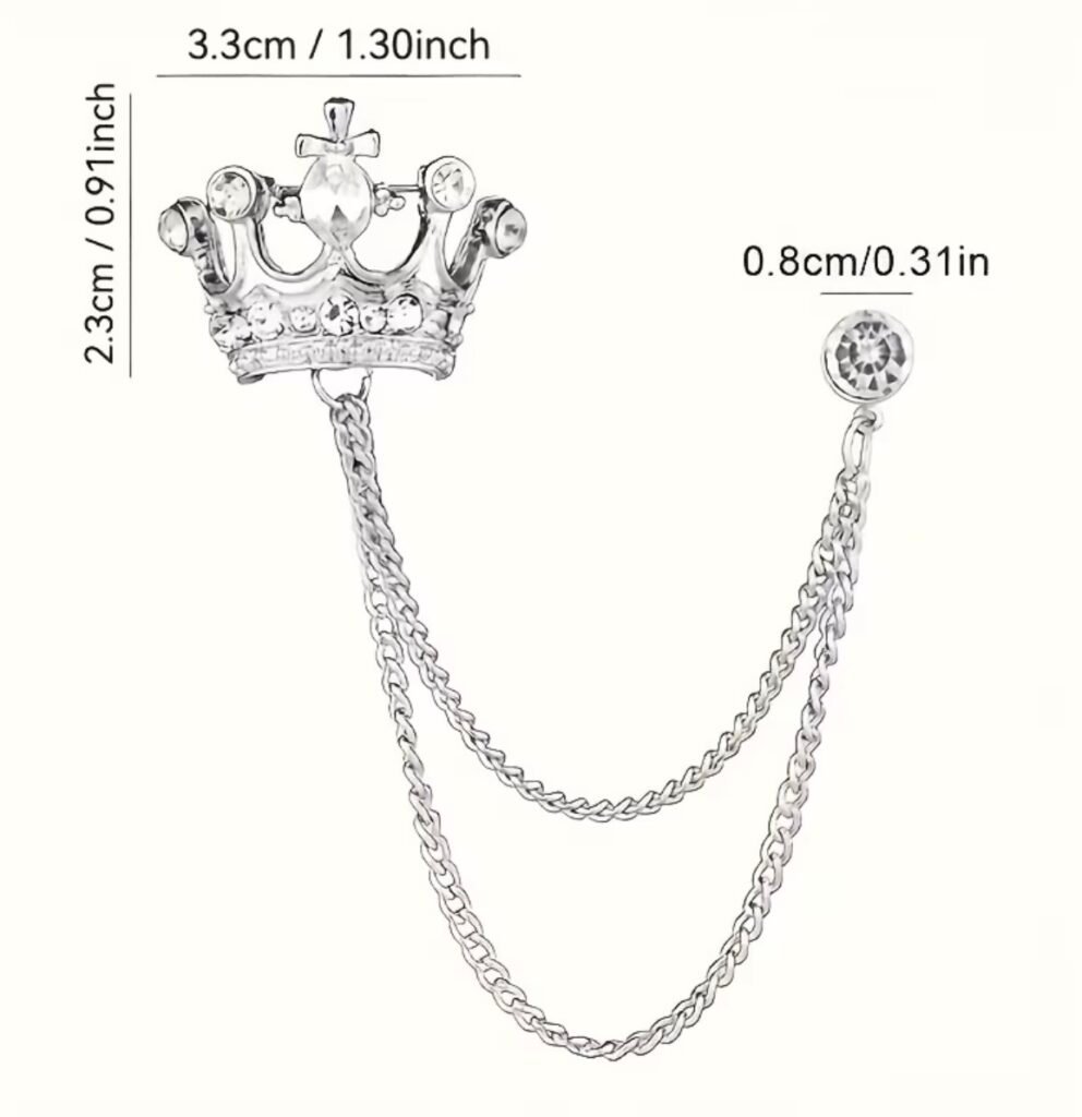 Gold crown chain brooch