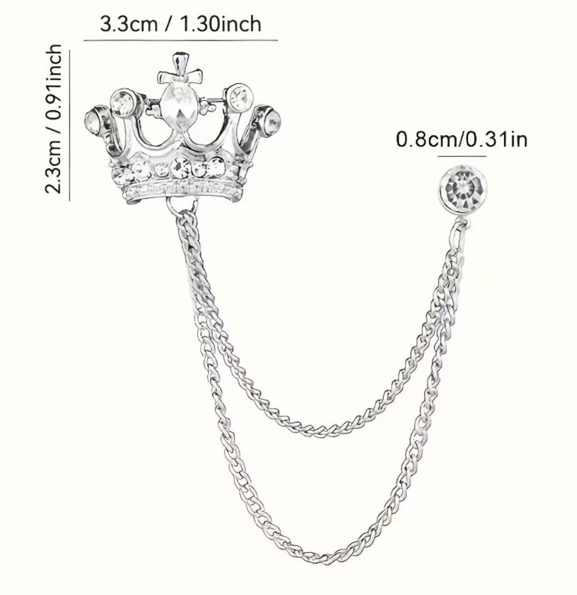 Gold crown chain brooch - Image 2