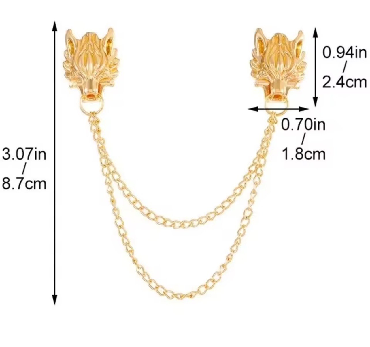 Wolf head chain brooch - Image 2