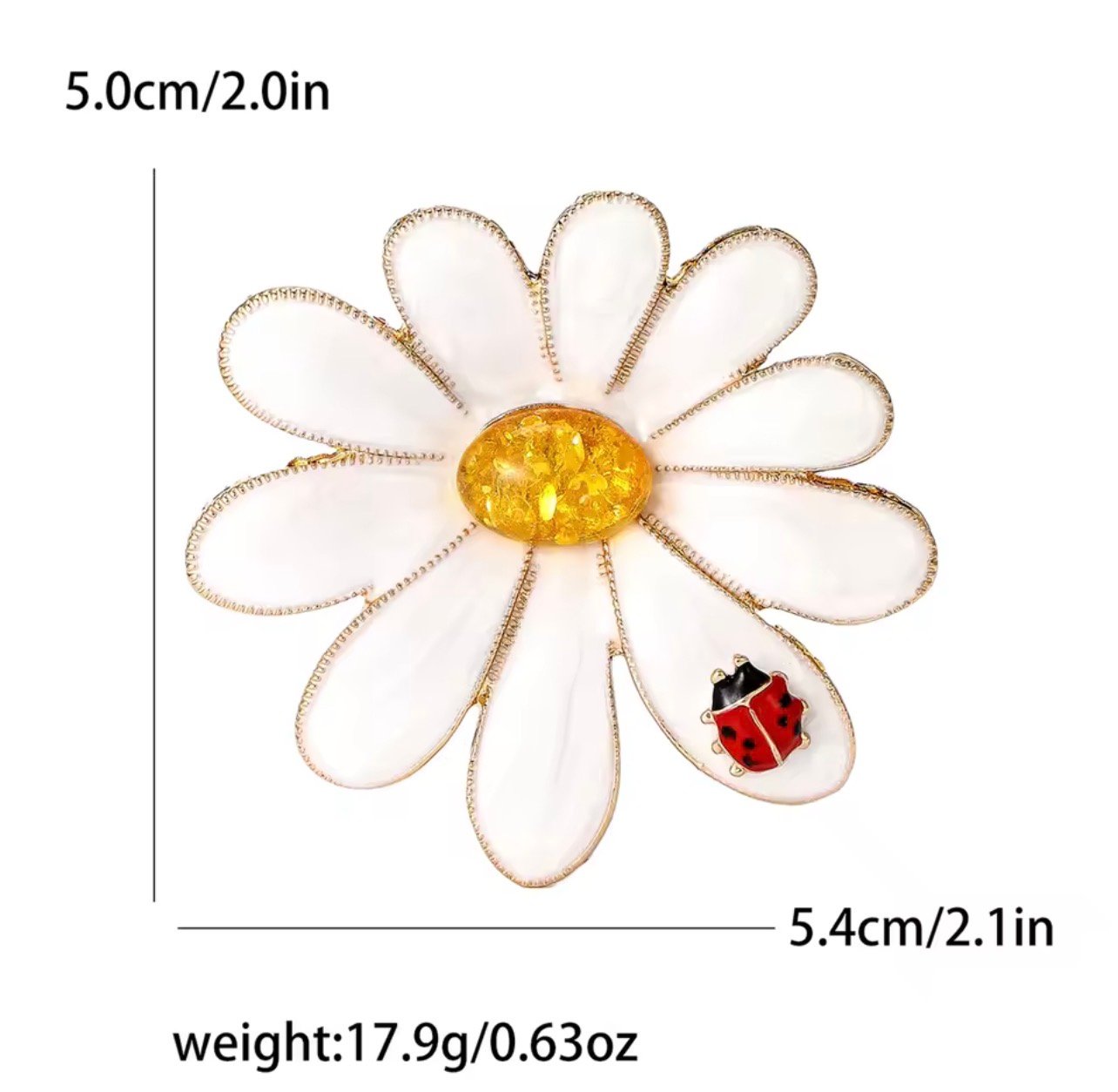 Pearl daisy and ladybug brooch - Image 2