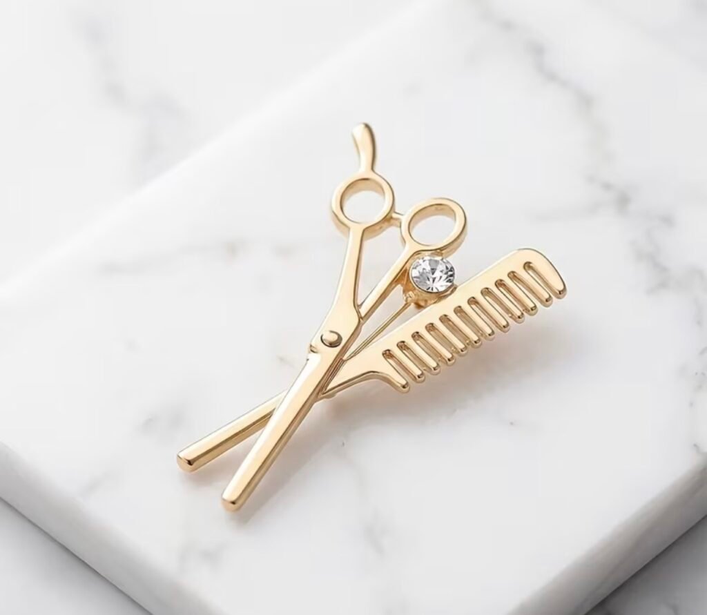 Hair stylist brooch