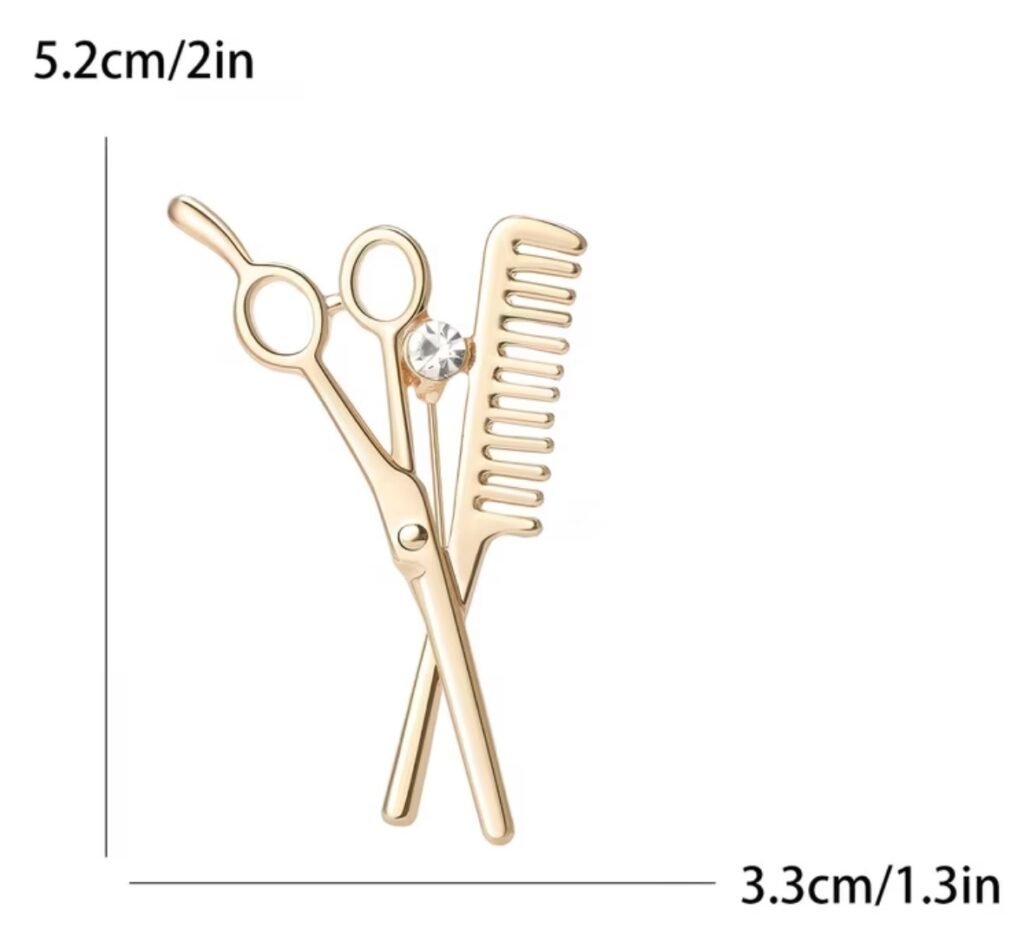 Hair stylist brooch
