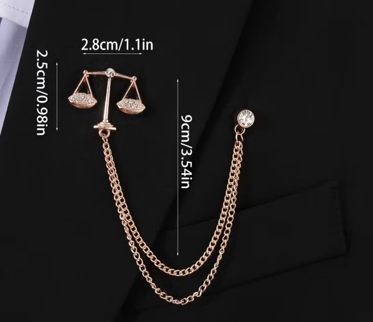 Scales of justice chain brooch - Image 2