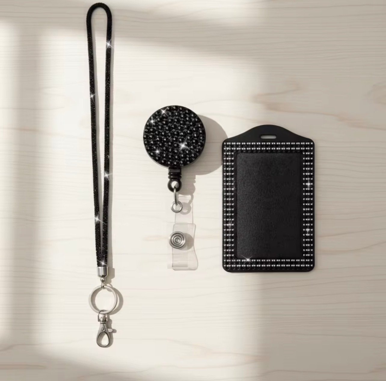 Black shimmer lanyard - Image 1