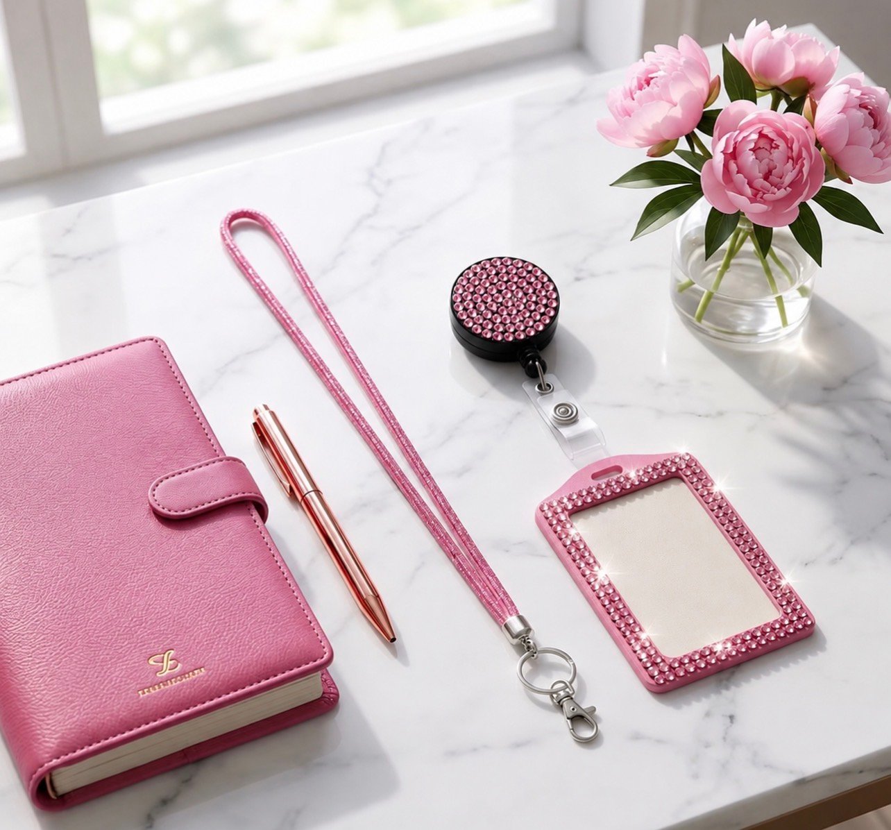 Pink shimmer lanyard - Image 1